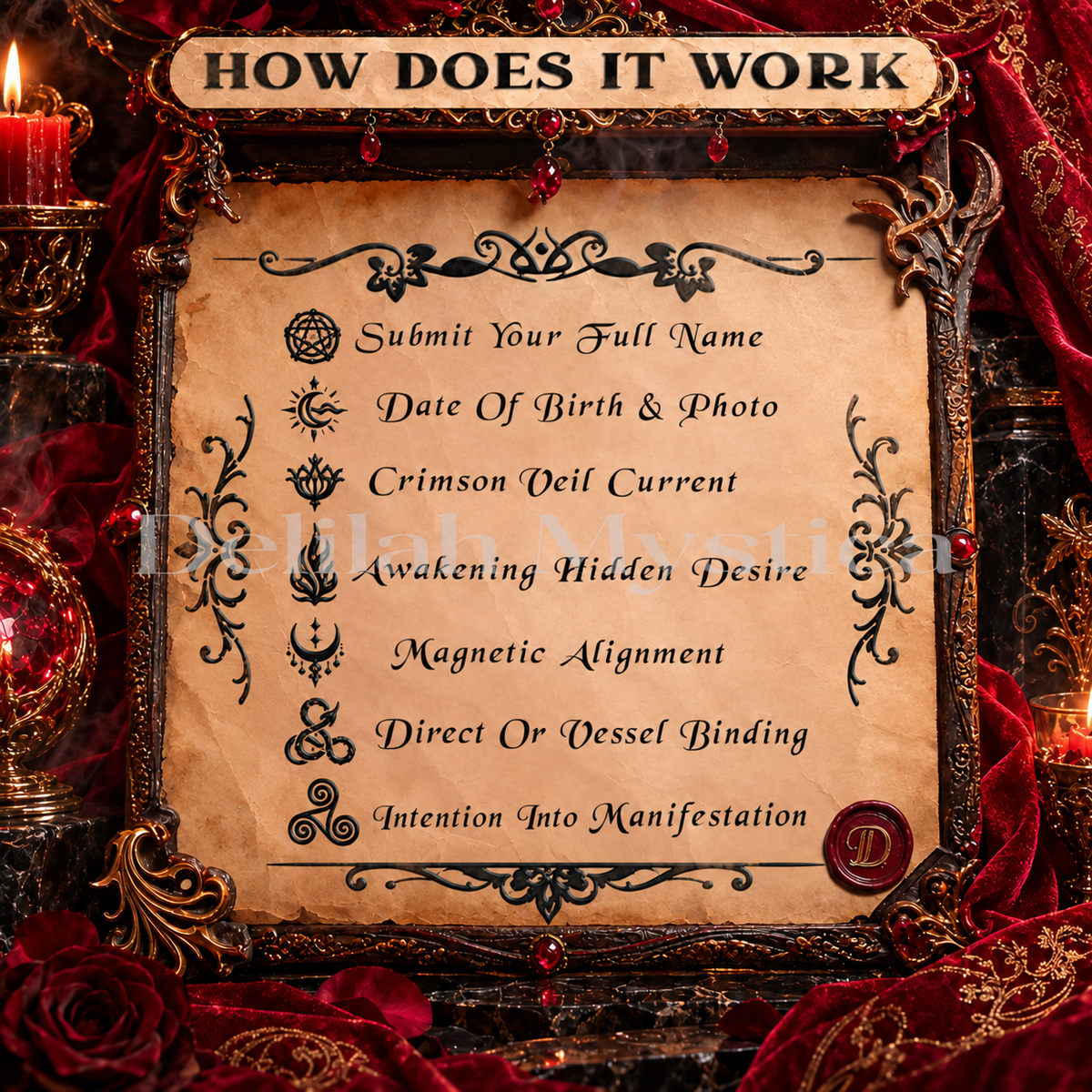 October Forged Enchantment – Crimson Veil | Enchantment of Hidden Desire & Magnetic Manifestation | Consultation - Personalization