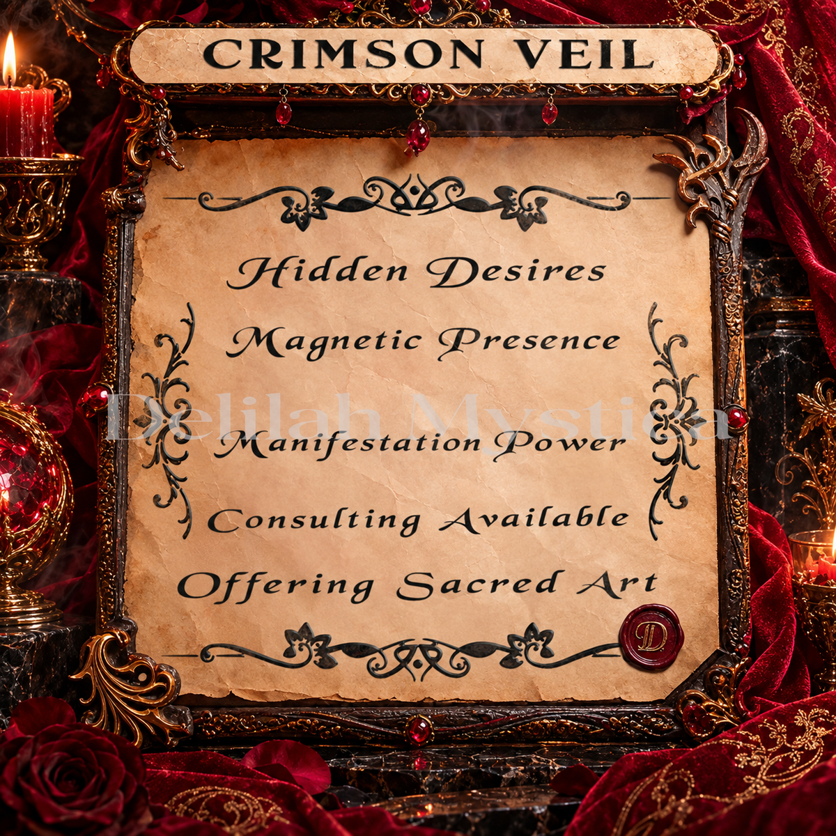 October Forged Enchantment – Crimson Veil | Enchantment of Hidden Desire & Magnetic Manifestation | Consultation - Personalization
