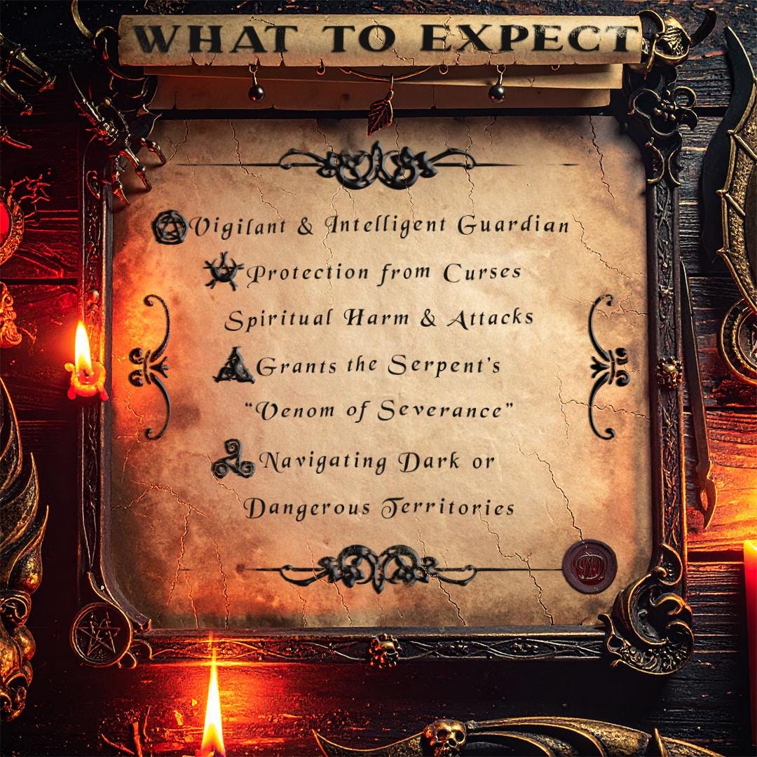 Serpent noir | Compagnon spirituel | Lien direct | Invocation personnalisée | Gardien de la spirale d'ombre | Serpent de sagesse | Venin de séparation